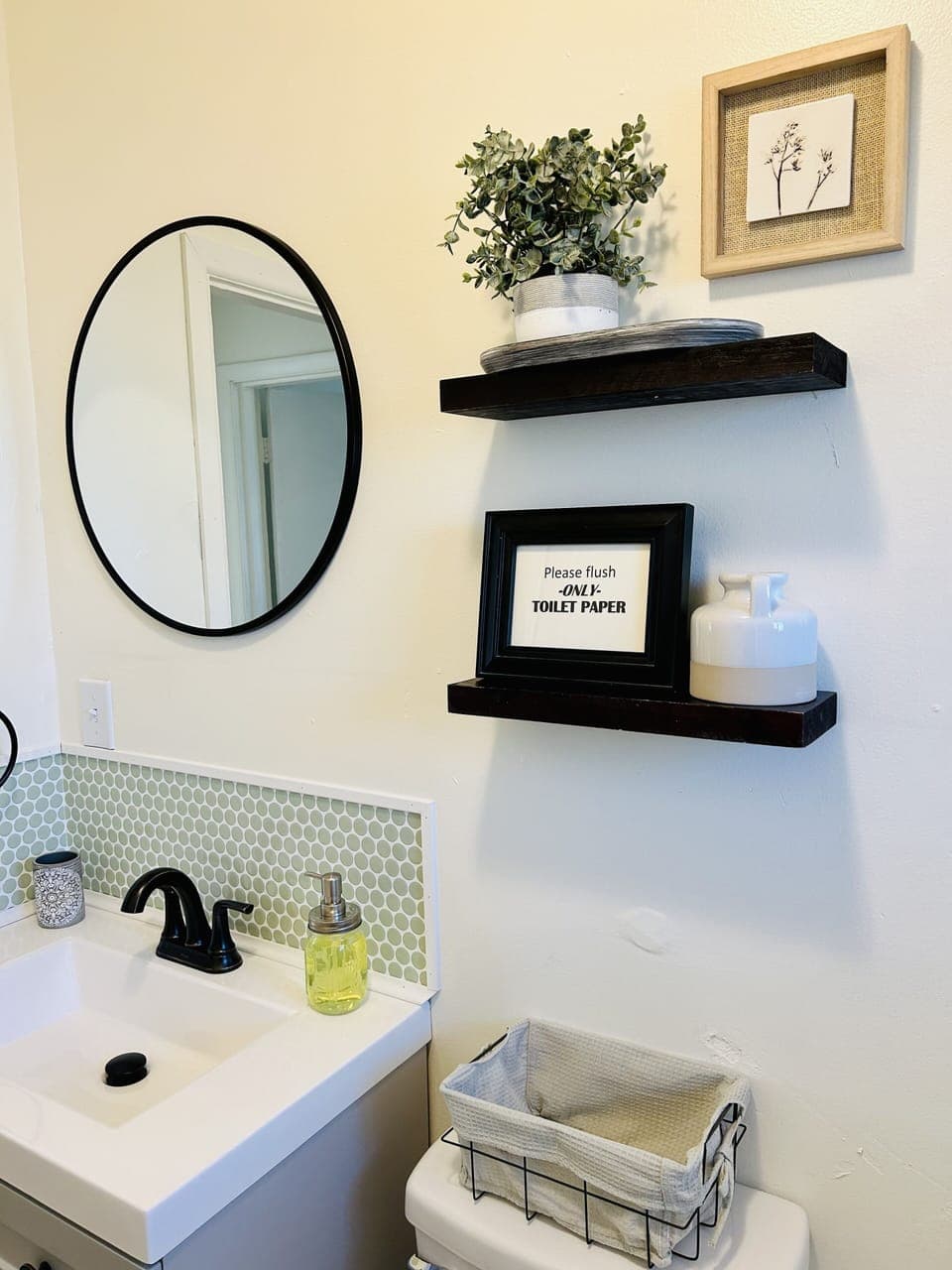 This is a newly renovated full bath with shower and tub.