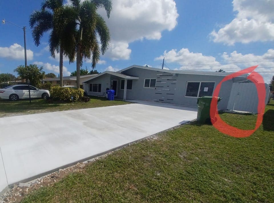 Please use the right side of driveway. Your entrance is circled in red. :)