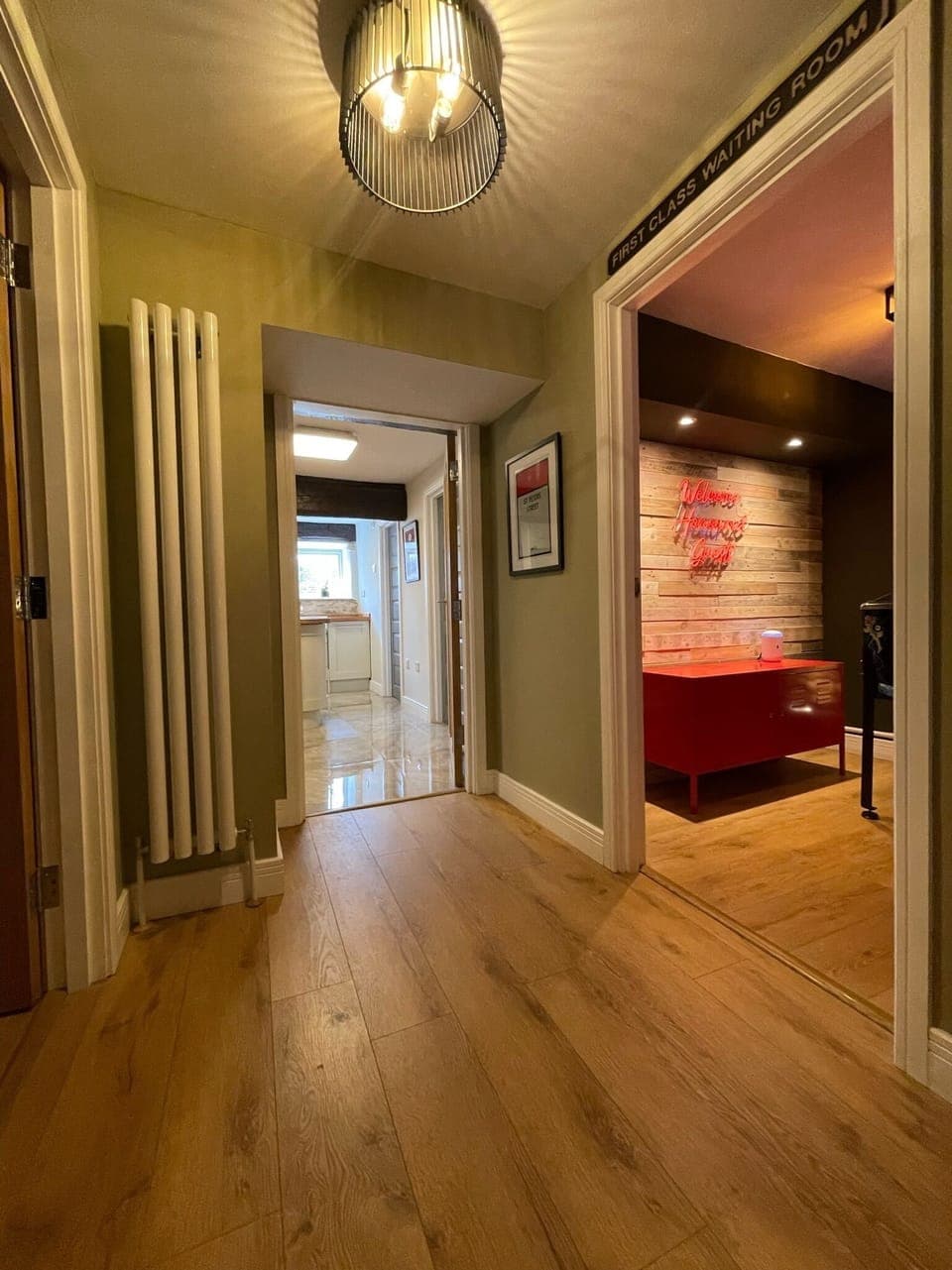 Hallway - view of kitchen entrance, pinball room