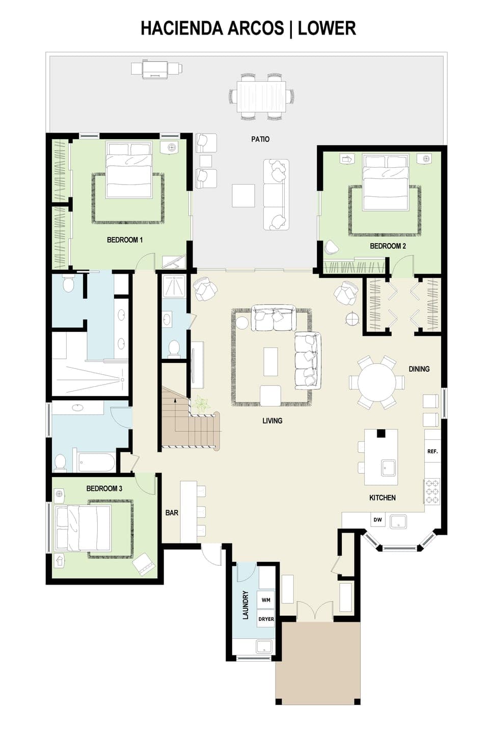 Hacienda Arcos | Lower | Floor plan