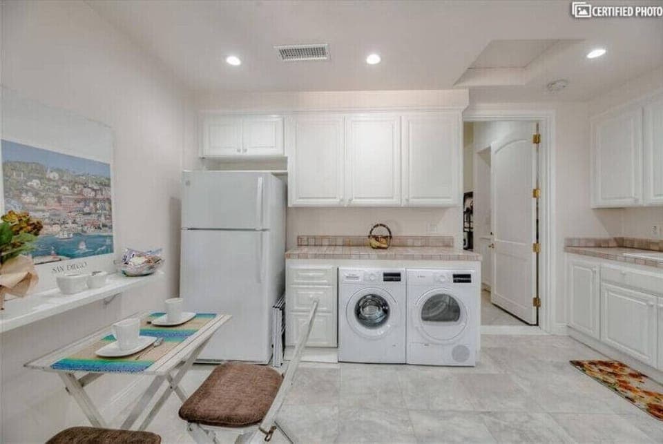 Fridge and Silent Bosch Washer & Dryer. 