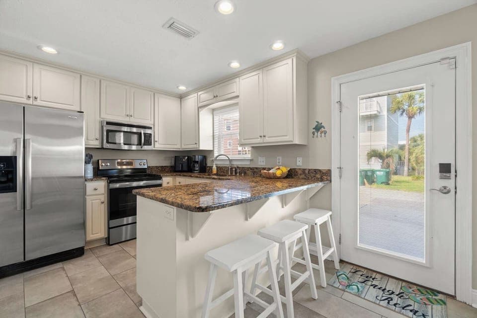 Fully stocked kitchen.