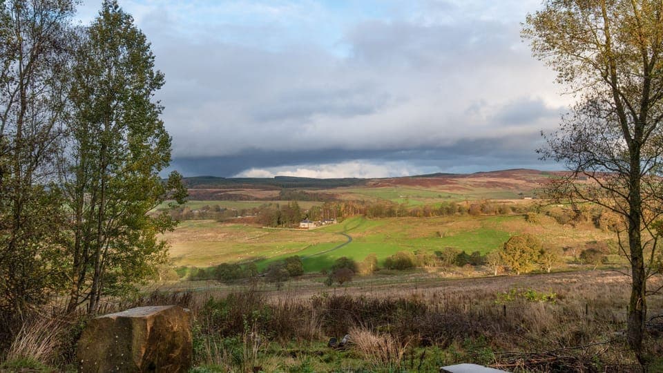 Cragg Estate - The view of Broadgate House and Steading from The Bothy