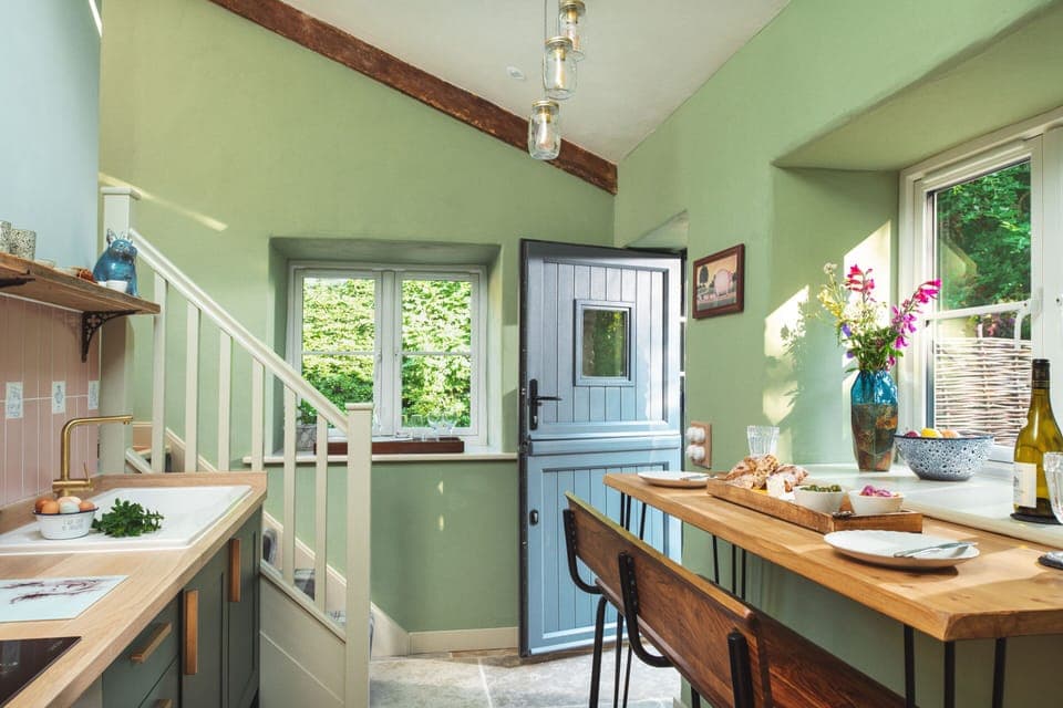 Country kitchen with woodland views 
