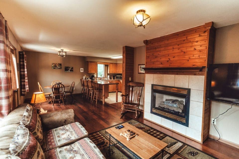 The spacious living room is perfect to relax after a day of fun exploring the beauty of Ohio.