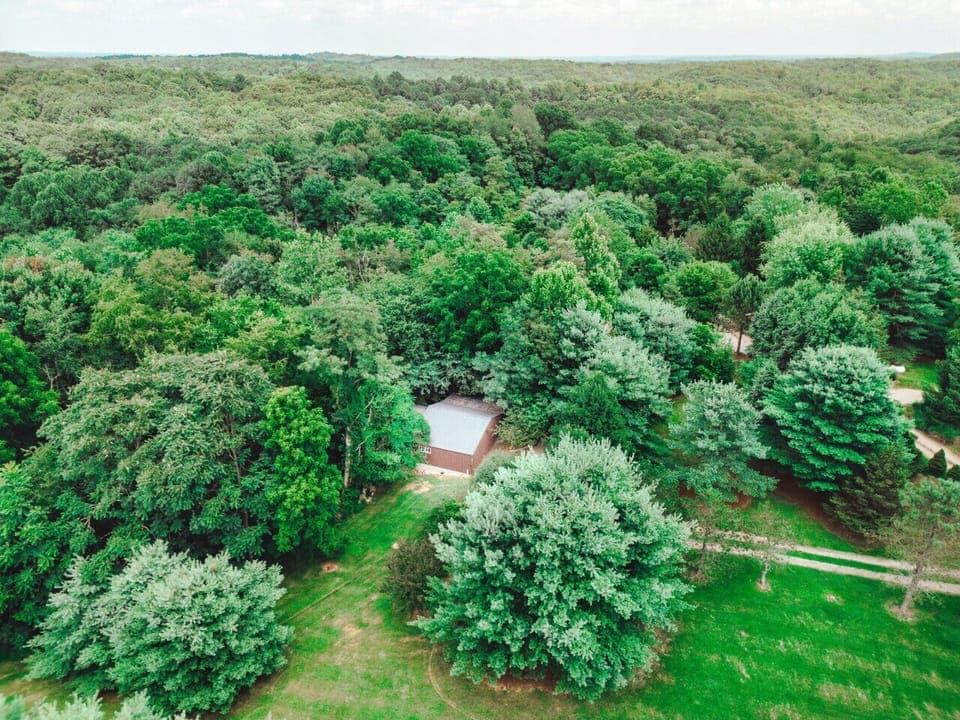 Aerial shot of the cabin
