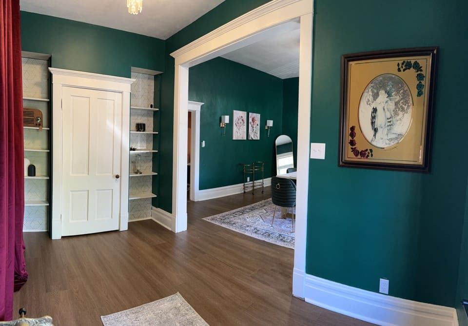 Large entry with coat closet and built-ins. 