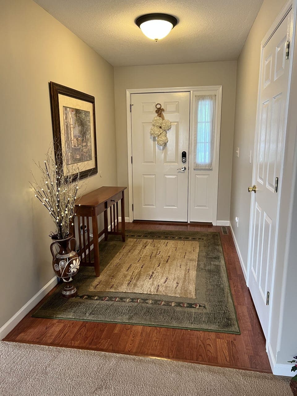 Keyless entry at front door. Garage door opener also provided. 