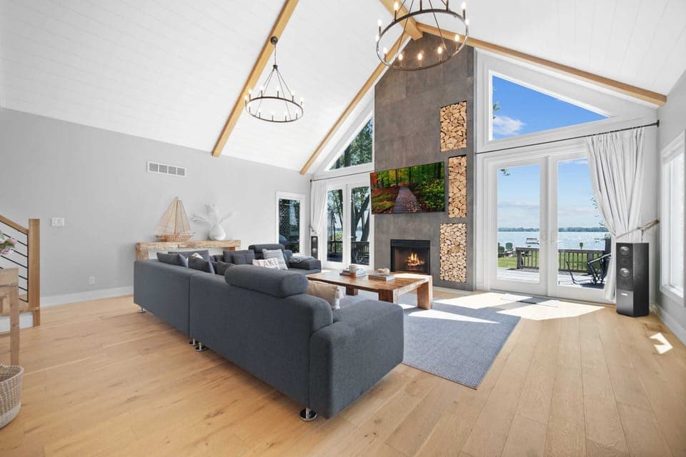 Family room flooded with natural light