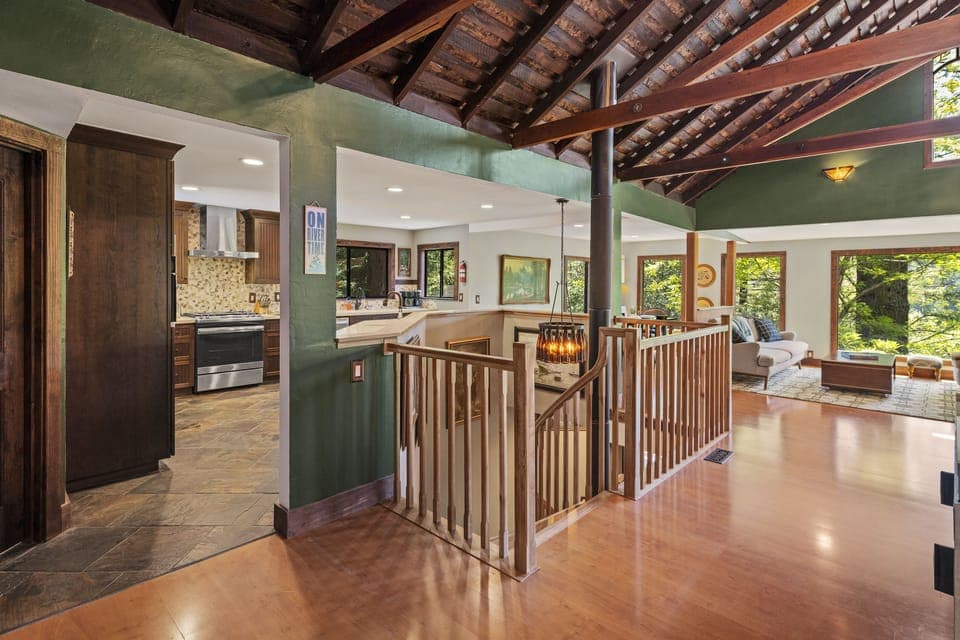 Beautiful woodwork throughout the house and open kitchen, living and dining rooms.