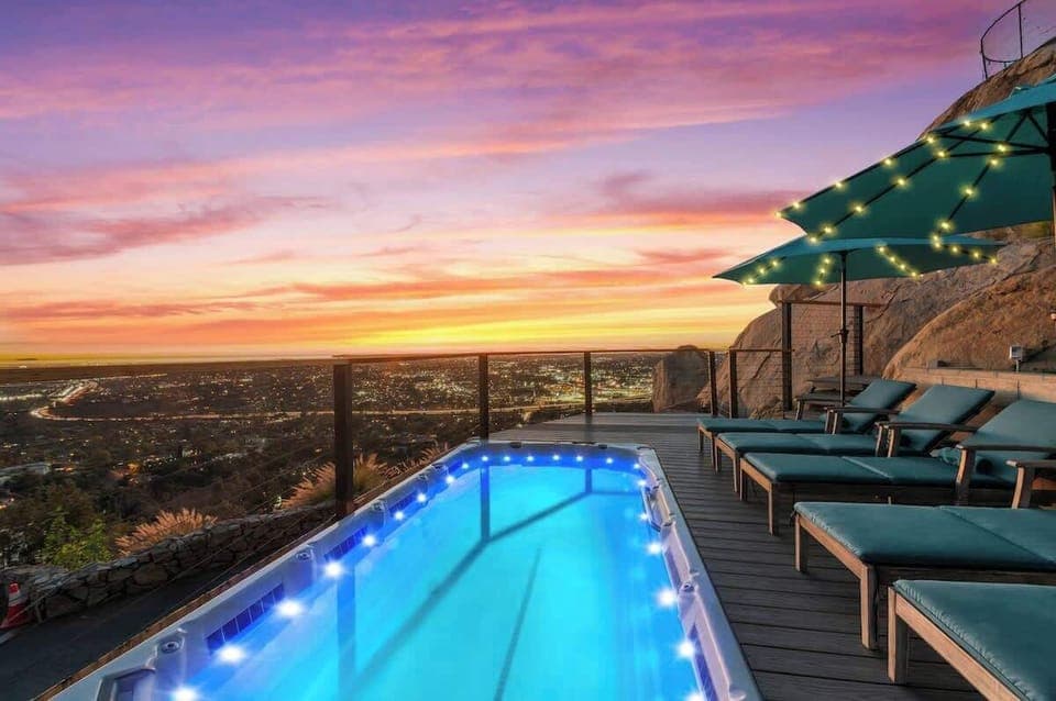 The pool itself is meticulously crafted with high-quality materials, featuring clean lines and a sleek, modern aesthetic...