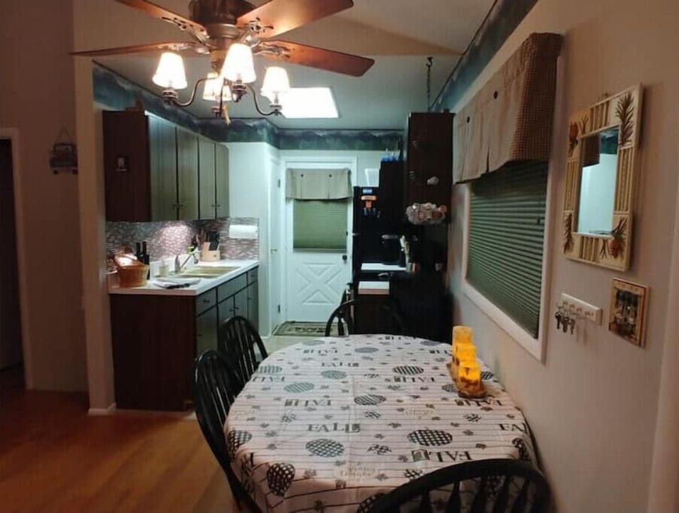View of the kitchen.