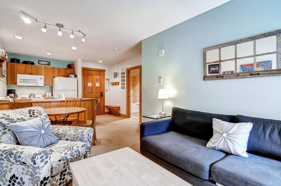 Kick back your feet and relax in the cozy living area.