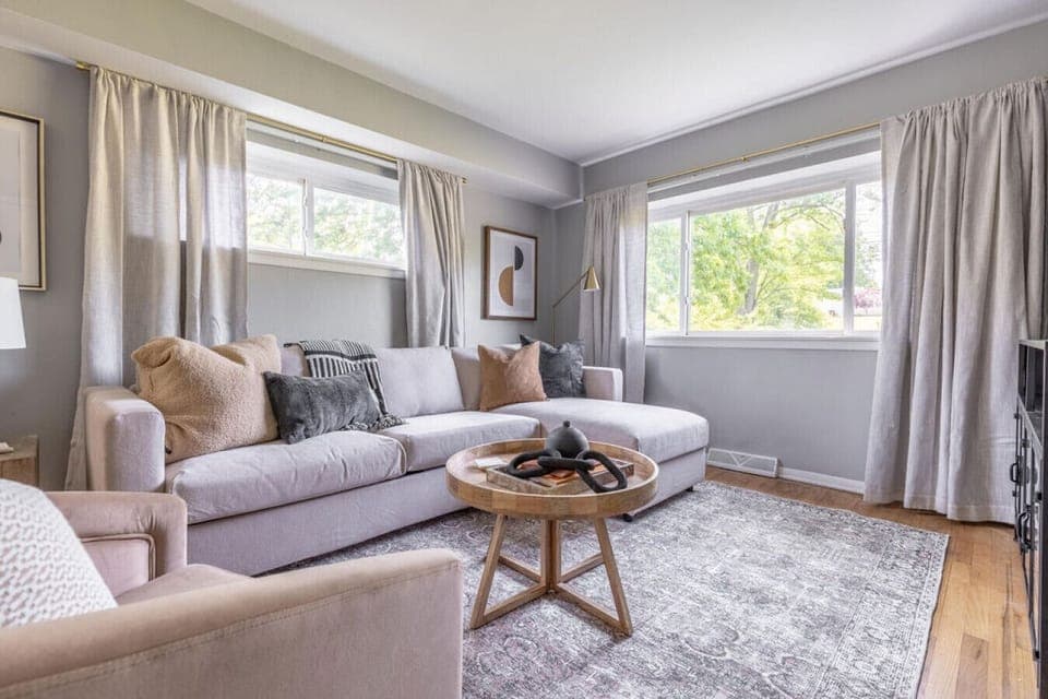 Relax with family and friends with this queen sofa bed in the living room