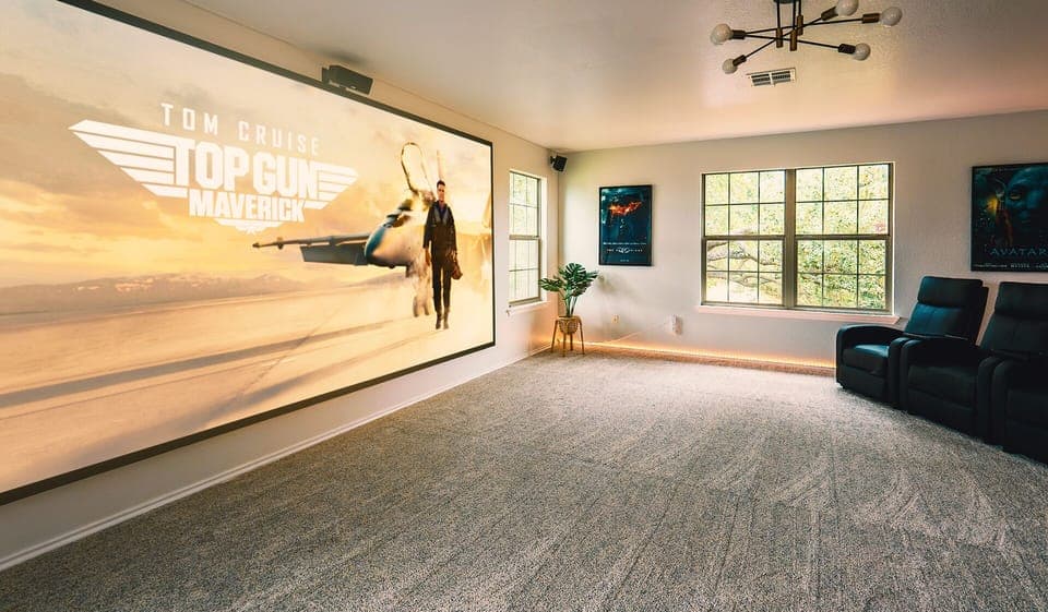 Theater room stocked with snacks (second floor)