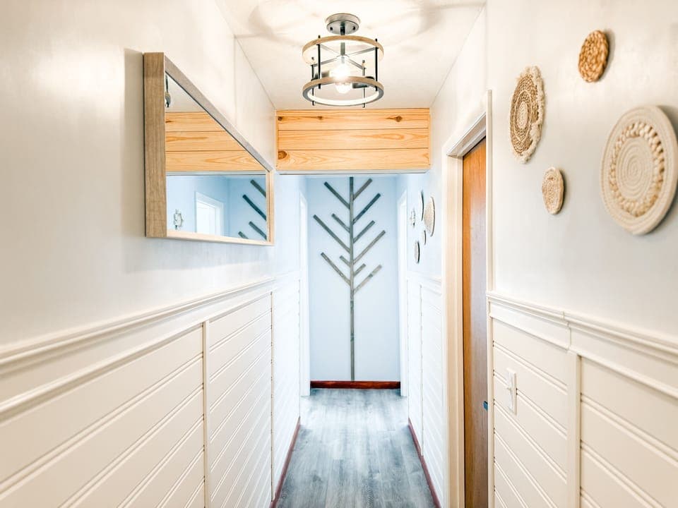 Indoors, Architecture, Building, Light Fixture, Corridor