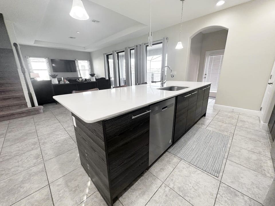 Floor, Indoors, Flooring, Kitchen, Sink