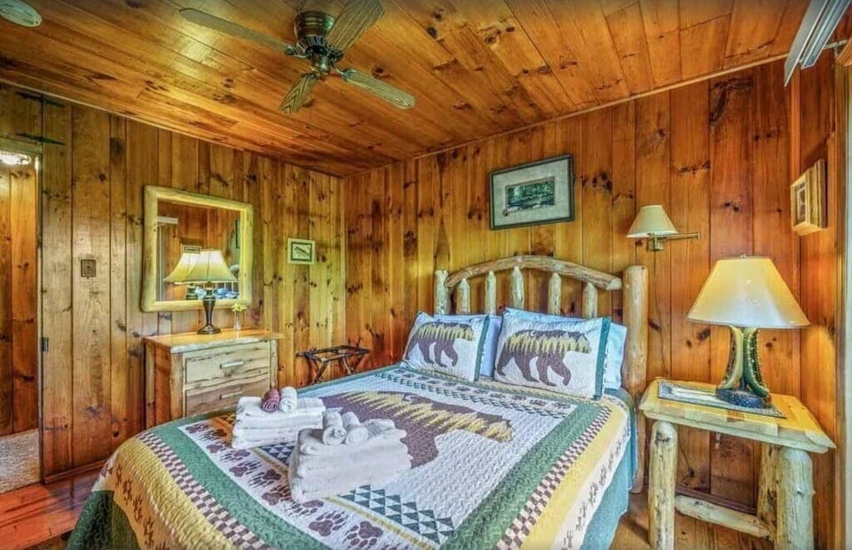 Indoors, Hardwood, Stained Wood, Lamp, Ceiling Fan