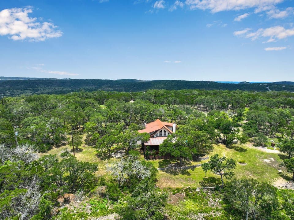 Aerial view of home.