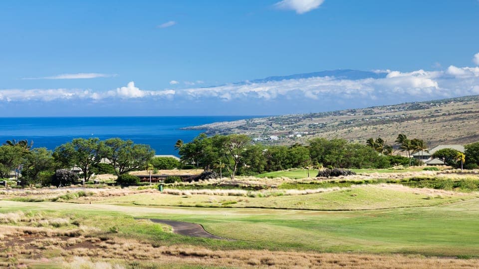 Views of Mt Haleakala on Maui over the ocean