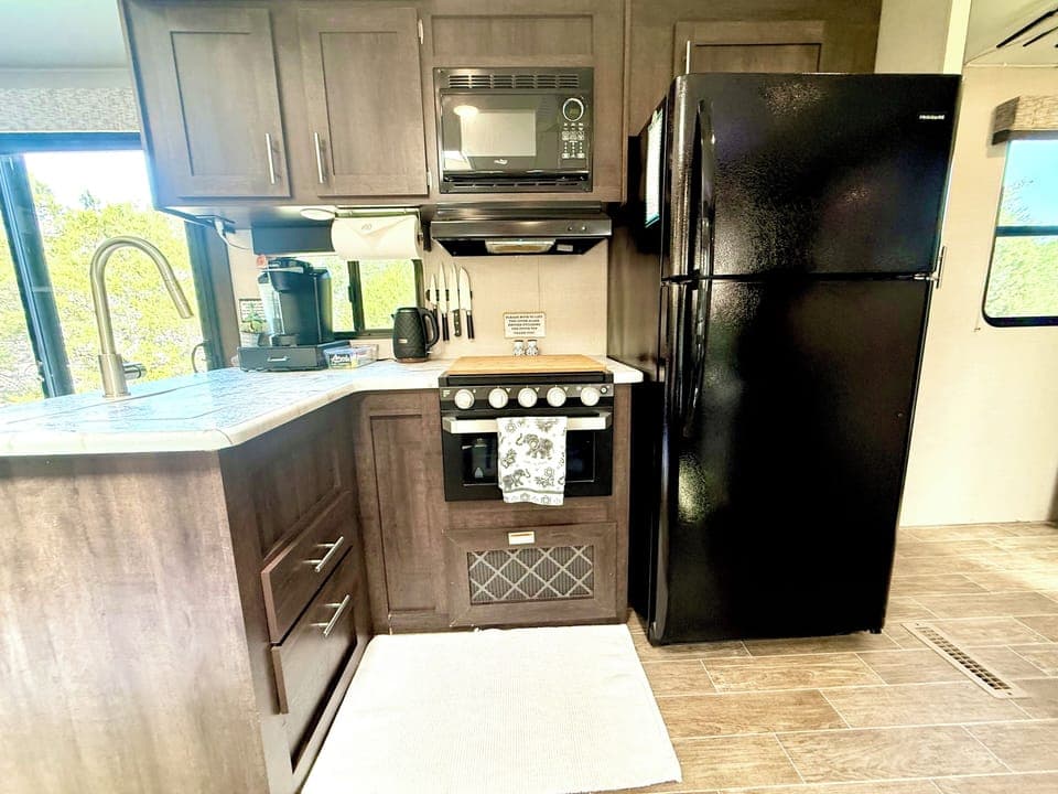 Essential cooking & kitchenware, lots of drinking water plus extra surprises.