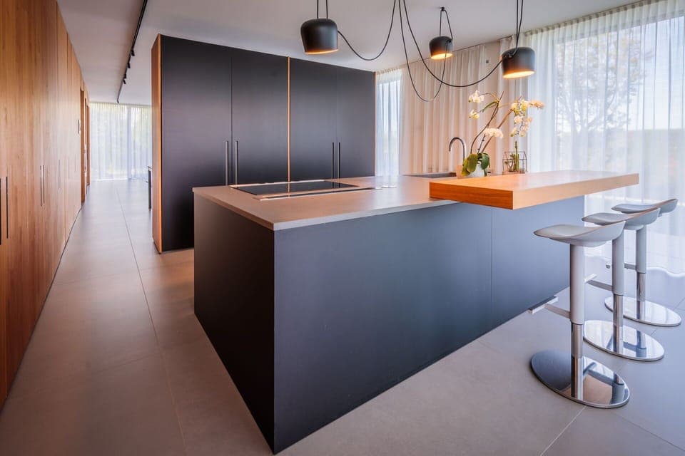 Furniture, Table, Cabinetry, Orange, Lighting, Chair, Building, Interior Design, Flooring, Desk