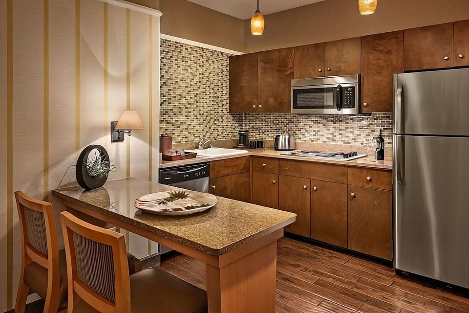 Cook and gather easily in the full kitchen with modern appliances.