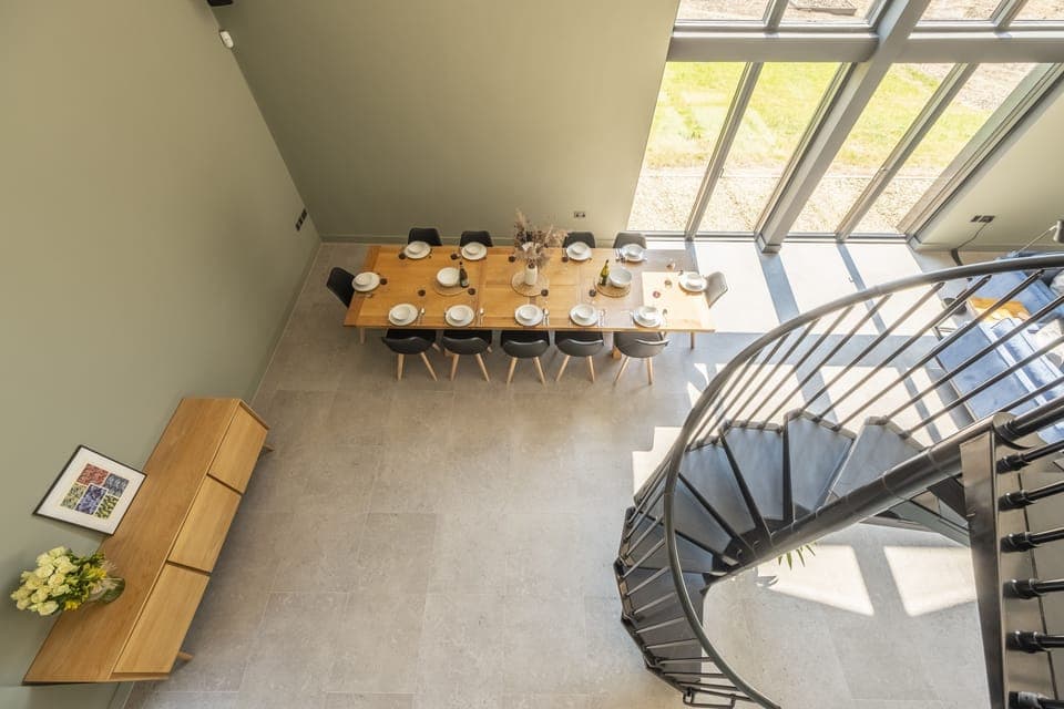 First floor: Looking back down to the sitting/dining room