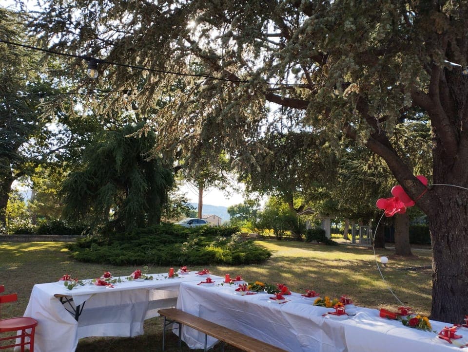 Outdoor banquet area