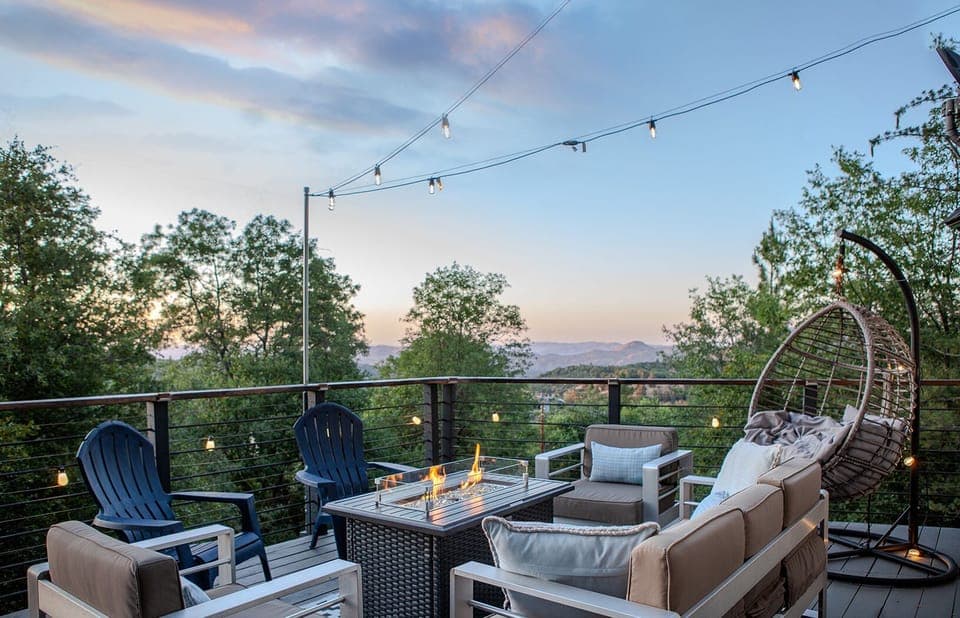 Deck with sunset view.