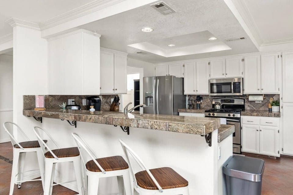 Semi-side view of kitchen