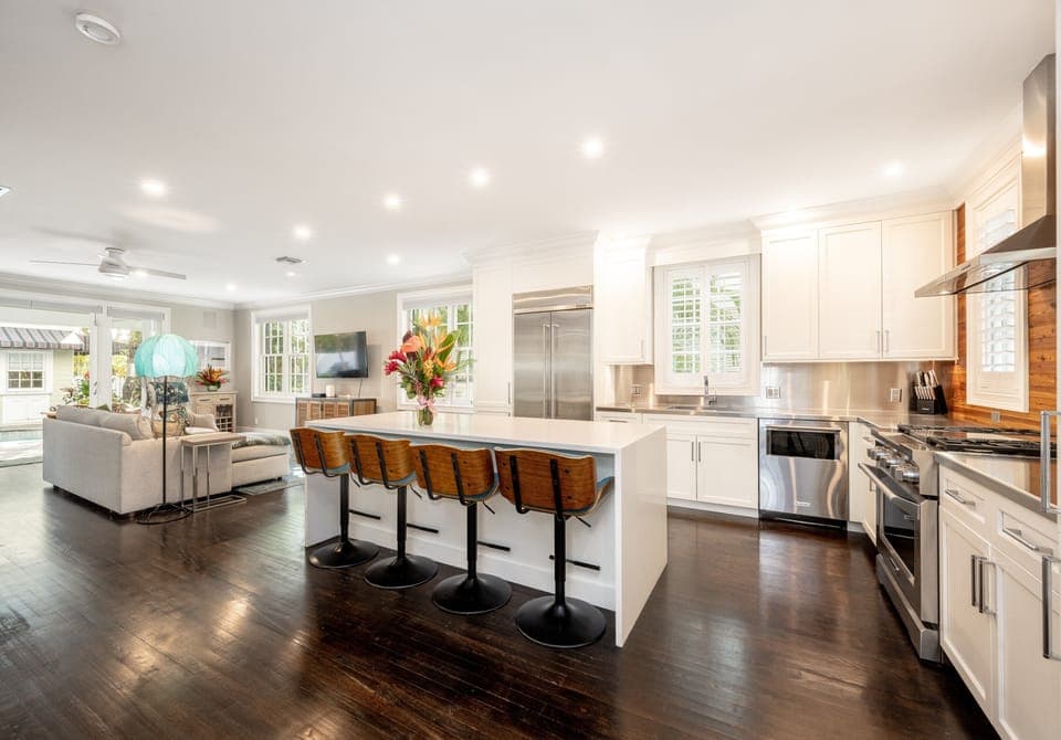 Upon entering, you will see the chef's kitchen