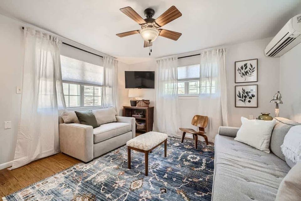 Enjoy a stylishly decorated living room with all the comforts of home.