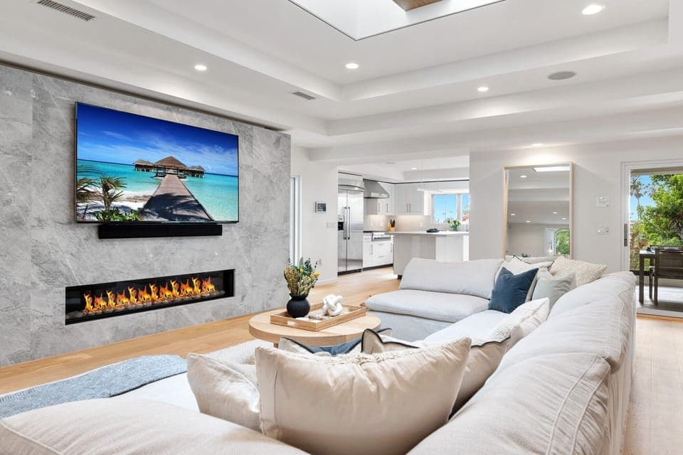 Watch a movie in front of the fireplace