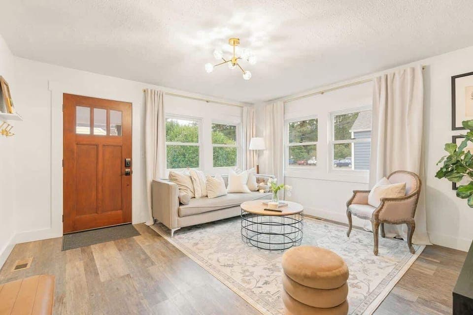 Unwind in our classic contemporary living room, where relaxation meets style. Take in the Lakehouse comfort as you enjoy the tranquility of the space.