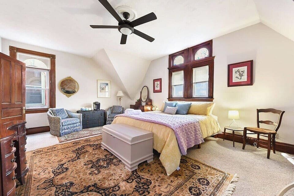 Sleep like royalty in a king bed, with fresh linens and elegant decor.
