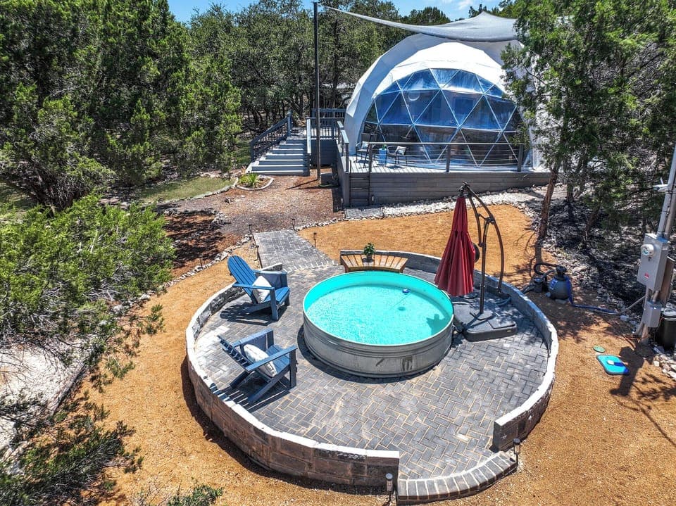 Aerial view of Stardome with the private Cowboy pool!
