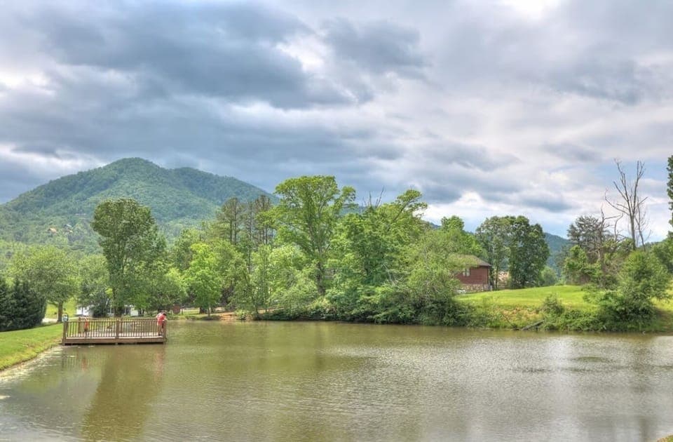 Relax on the deck and soak up stunning mountain views by the tranquil pond!