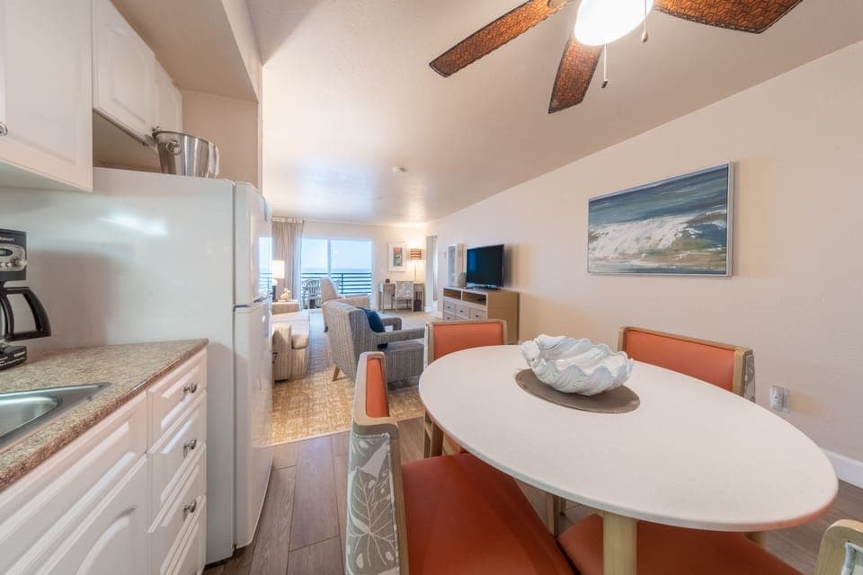 Unwind in crisp linens and a calm, cozy retreat.