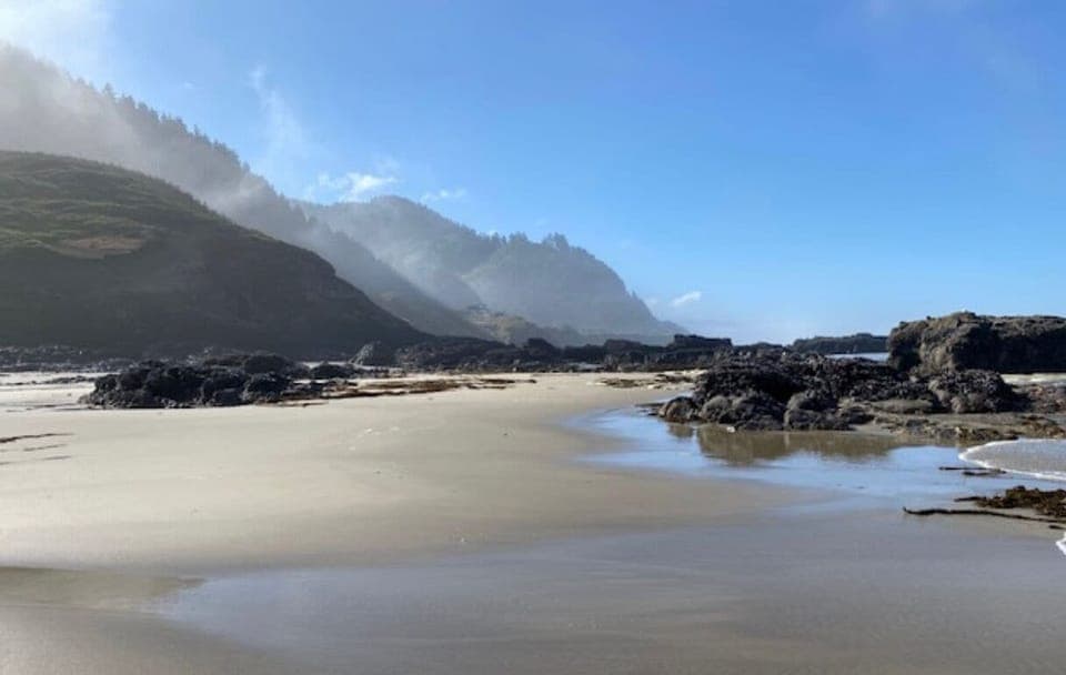 Sandy beach near the house.