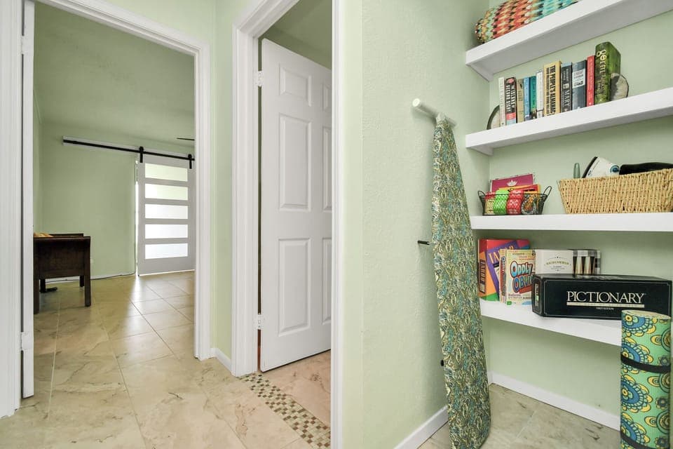 Please help yourself to any books, games, blankets, or even the yoga mat :)