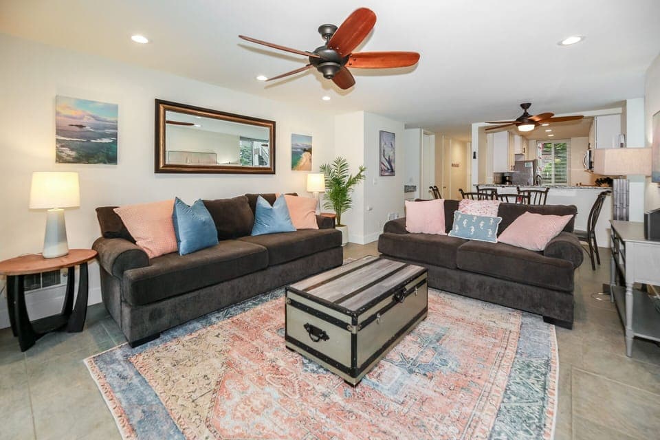 Comfortable seating in the living room for the whole crew!