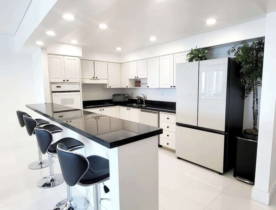 Plenty of seating at the kitchen bar!