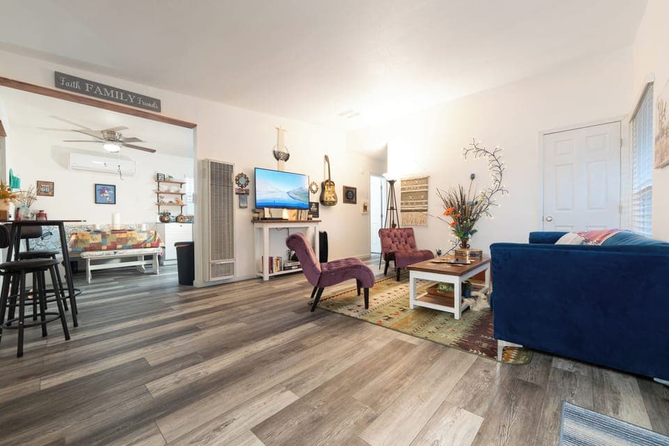 Living room view from front door. 