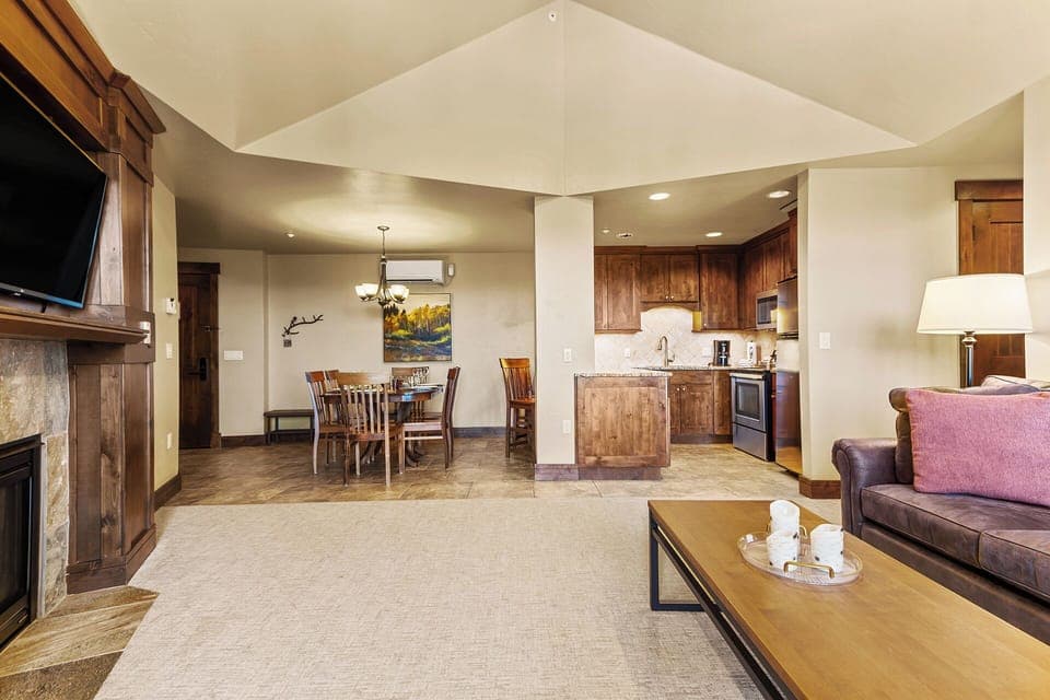 View from living room to dining area