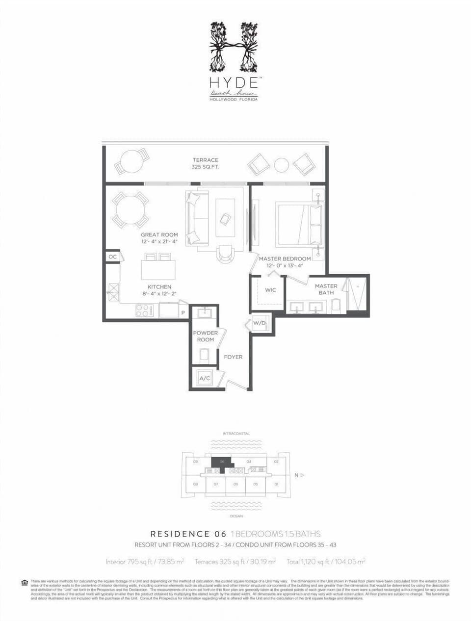 Beach condo 1 bed Hyde Beach House 23rd floor (6000)