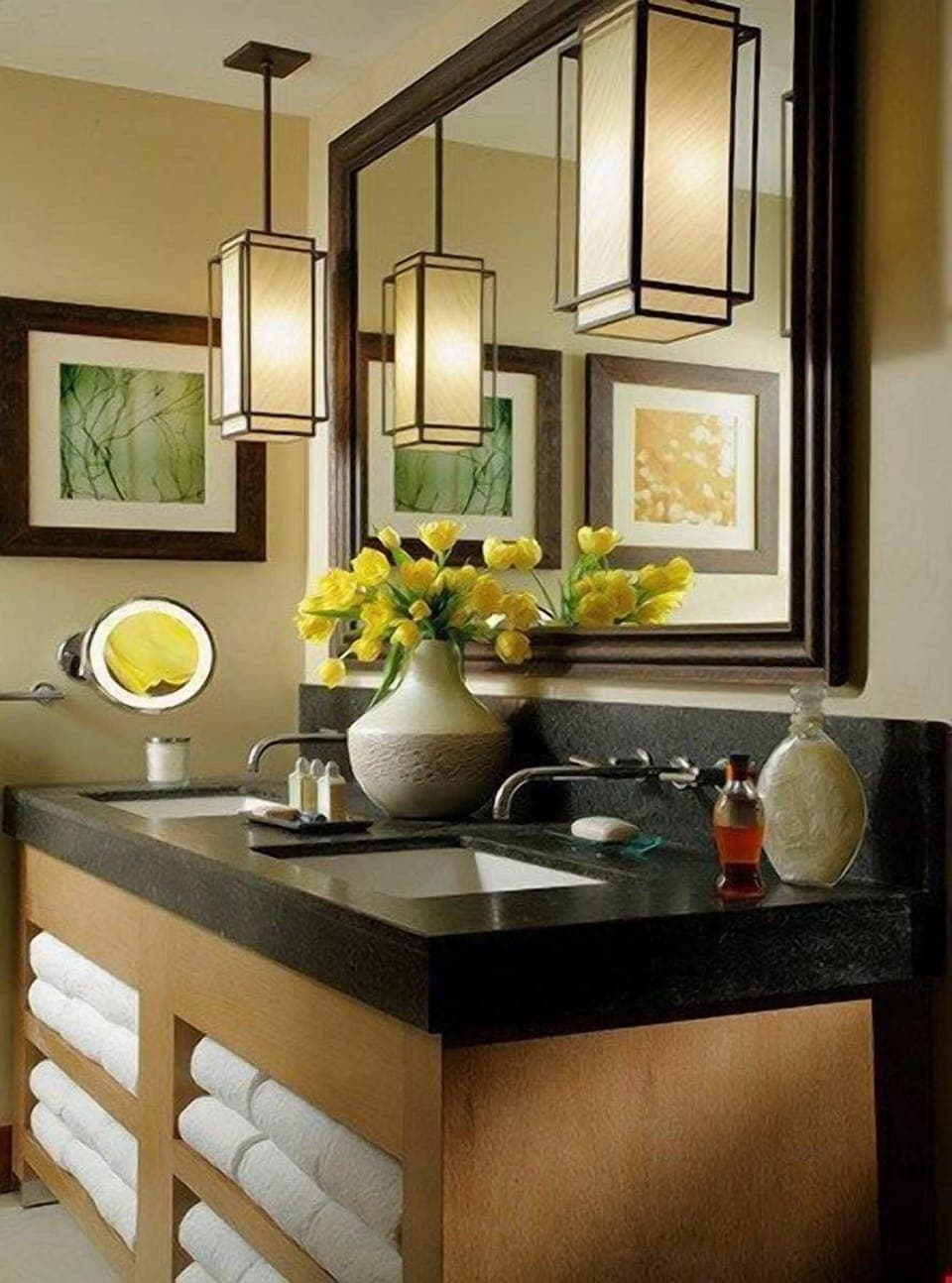 Get ready for the day ahead in the modern bathroom.