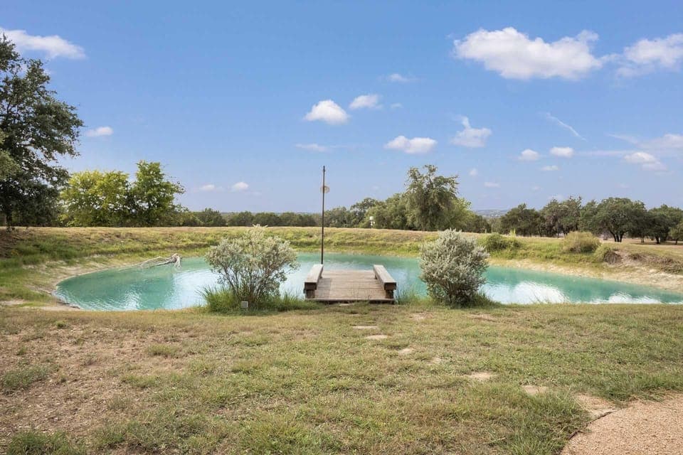Swim, canoe, and fish in the private pond! A handy and sturdy dock makes it super easy.