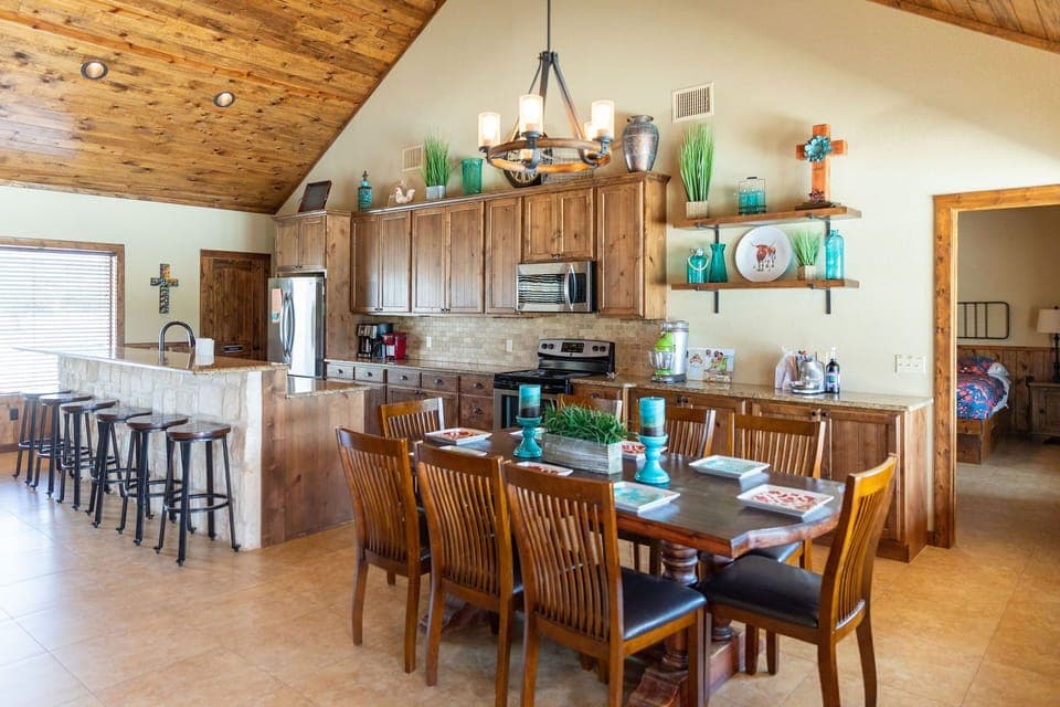 Fully equipped kitchen with dining for 14 inside.