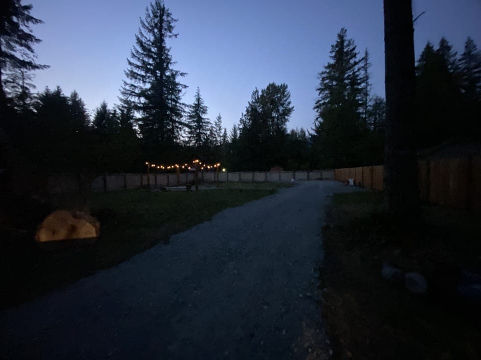 Entrance to our site at dusk
